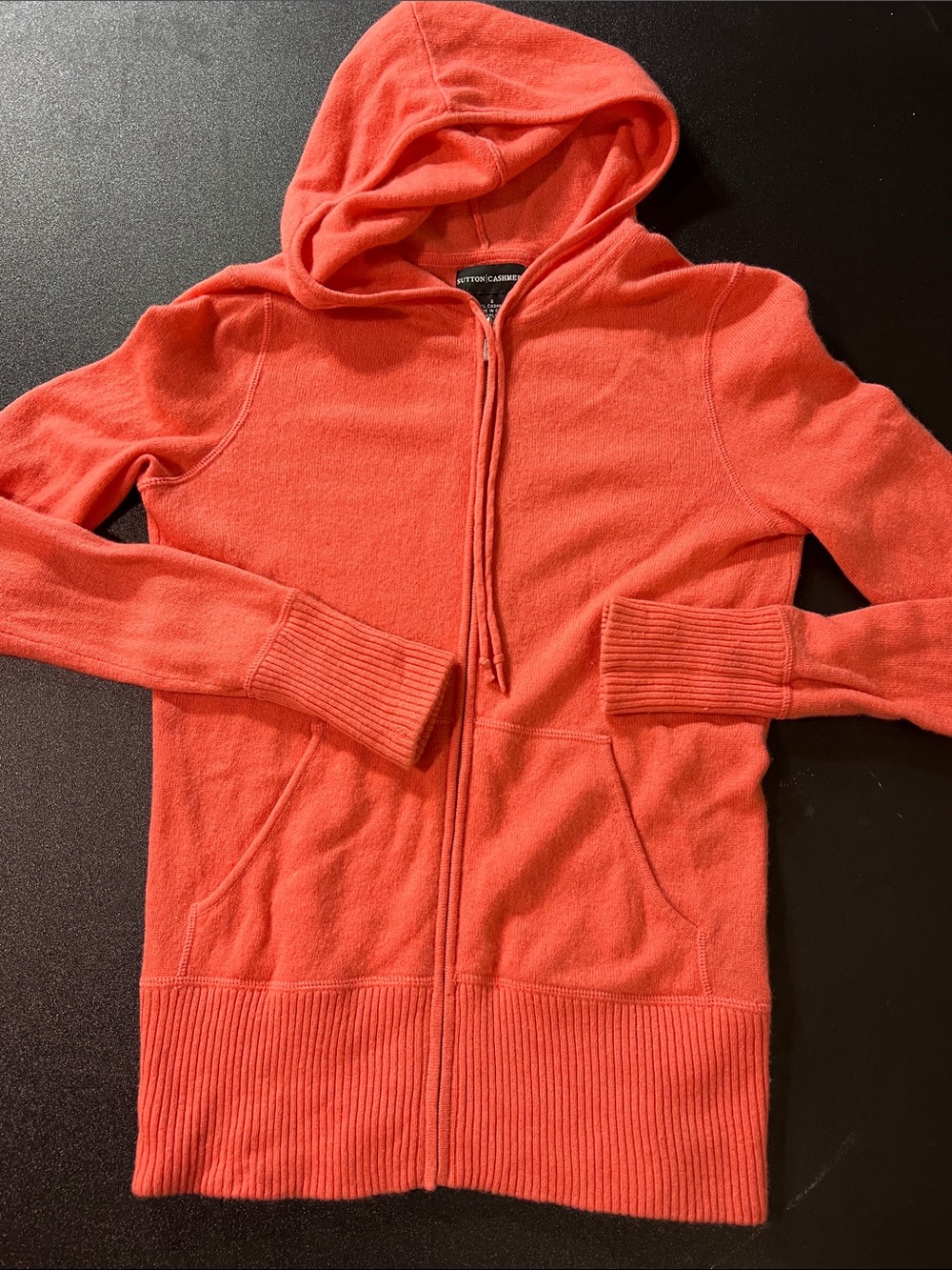 Sutton Cashmere 100% Peach Zippered Front Hoodie Size Small Soft